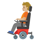 🧑🏼‍🦼 Person in Motorized Wheelchair: Medium-Light Skin Tone, Emoji by Google