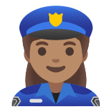 👮🏽‍♀️ Woman Police Officer: Medium Skin Tone, Emoji by Google