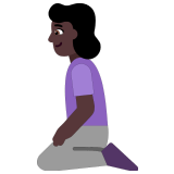 🧎🏿‍♀️ Woman Kneeling: Dark Skin Tone, Emoji by Microsoft