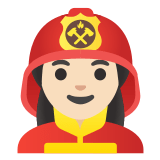 👩🏻‍🚒 Woman Firefighter: Light Skin Tone, Emoji by Google