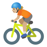🚴🏼 Person Biking: Medium-Light Skin Tone, Emoji by Google