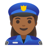 👮🏾‍♀️ Woman Police Officer: Medium-Dark Skin Tone, Emoji by Google