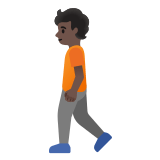 🚶🏿 Person Walking: Dark Skin Tone, Emoji by Google