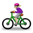 🚴🏼‍♀️ Cycliste Femme : Peau Moyennement Claire Emoji par Samsung