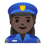 👮🏿‍♀️ Женщина-Полицейский: Очень Темный Тон Кожи, смайлик от Google