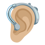 🦻🏼 Ear with Hearing Aid: Medium-Light Skin Tone, Emoji by Google