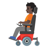 🧑🏿‍🦼 Person in Motorized Wheelchair: Dark Skin Tone, Emoji by Google