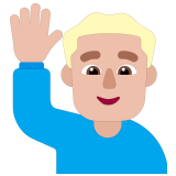 🙋🏼‍♂️ Man Raising Hand: Medium-Light Skin Tone, Emoji by Microsoft