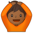 🙆🏾 Person Mit Händen Auf Dem Kopf: Mitteldunkle Hautfarbe Emoji von Samsung