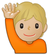 🙋🏼 Person Raising Hand: Medium-Light Skin Tone, Emoji by Samsung