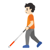 🧑🏻‍🦯 Person with White Cane: Light Skin Tone, Emoji by Google