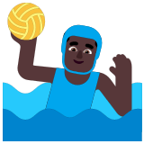 🤽🏿‍♂️ Man Playing Water Polo: Dark Skin Tone, Emoji by Microsoft