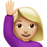 🙋🏼‍♀️ Woman Raising Hand: Medium-Light Skin Tone, Emoji by Apple