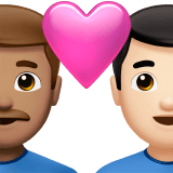 👨🏽‍❤️‍👨🏻 Couple with Heart: Man, Man, Medium Skin Tone, Light Skin Tone, Emoji by Apple