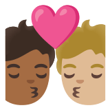 🧑🏾‍❤️‍💋‍🧑🏼 Kiss: Person, Person, Medium-Dark Skin Tone, Medium-Light Skin Tone, Emoji by Google