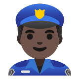 👮🏿‍♂️ Man Police Officer: Dark Skin Tone, Emoji by Google