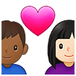 👩🏻‍❤️‍👨🏾 Couple with Heart: Woman, Man, Light Skin Tone, Medium-Dark Skin Tone, Emoji by Samsung