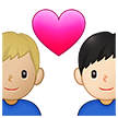 👨🏼‍❤️‍👨🏻 Couple with Heart: Man, Man, Medium-Light Skin Tone, Light Skin Tone, Emoji by Samsung