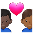 👨🏿‍❤️‍👨🏾 Couple with Heart: Man, Man, Dark Skin Tone, Medium-Dark Skin Tone, Emoji by Samsung