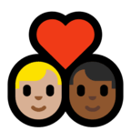 👨🏼‍❤️‍👨🏾 Couple with Heart: Man, Man, Medium-Light Skin Tone, Medium-Dark Skin Tone, Emoji by Microsoft