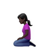 🧎🏿‍♀️ Woman Kneeling: Dark Skin Tone, Emoji by Apple