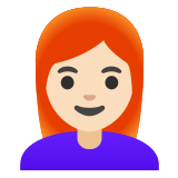 👩🏻‍🦰 Woman: Light Skin Tone, Red Hair, Emoji by Google
