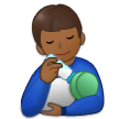 👨🏾‍🍼 Homme Allaitant Un Bébé : Peau Mate Emoji par Samsung