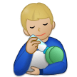 👨🏼‍🍼 Man Feeding Baby: Medium-Light Skin Tone, Emoji by Samsung