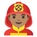 👨🏽‍🚒 Man Firefighter: Medium Skin Tone, Emoji by Google