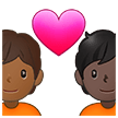 🧑🏾‍❤️‍🧑🏿 Couple with Heart: Person, Person, Medium-Dark Skin Tone, Dark Skin Tone, Emoji by Samsung