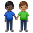 👨🏿‍🤝‍👨🏽 Händchen Haltende Männer: Dunkle Hautfarbe, Mittlere Hautfarbe Emoji von Samsung