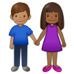 👩🏾‍🤝‍👨🏽 Femme Et Homme Se Tenant La Main : Peau Mate Et Peau Légèrement Mate Emoji par Samsung