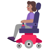 👩🏽‍🦼 Woman in Motorized Wheelchair: Medium Skin Tone, Emoji by Microsoft