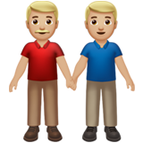 👬🏼 Deux Hommes Se Tenant La Main : Peau Moyennement Claire Emoji par Apple