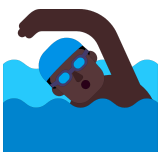 🏊🏿‍♂️ Пловец: Очень Темный Тон Кожи, смайлик от Microsoft