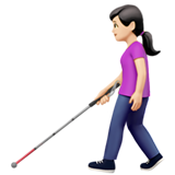 👩🏻‍🦯 Woman with White Cane: Light Skin Tone, Emoji by Apple