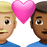 👨🏼‍❤️‍👨🏾 Couple with Heart: Man, Man, Medium-Light Skin Tone, Medium-Dark Skin Tone, Emoji by Apple