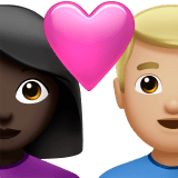 👩🏿‍❤️‍👨🏼 Couple with Heart: Woman, Man, Dark Skin Tone, Medium-Light Skin Tone, Emoji by Apple