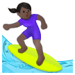 🏄🏿‍♀️ Woman Surfing: Dark Skin Tone, Emoji by Samsung
