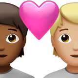 🧑🏾‍❤️‍🧑🏼 Couple with Heart: Person, Person, Medium-Dark Skin Tone, Medium-Light Skin Tone, Emoji by Apple