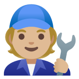 🧑🏼‍🔧 Mechanic: Medium-Light Skin Tone, Emoji by Google