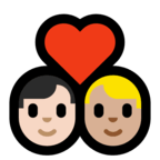 👨🏻‍❤️‍👨🏼 Couple with Heart: Man, Man, Light Skin Tone, Medium-Light Skin Tone, Emoji by Microsoft