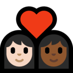 👩🏻‍❤️‍👩🏾 Couple with Heart: Woman, Woman, Light Skin Tone, Medium-Dark Skin Tone, Emoji by Microsoft