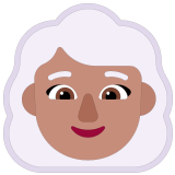👩🏽‍🦳 Woman: Medium Skin Tone, White Hair, Emoji by Microsoft