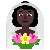 👰🏿‍♀️ Woman with Veil: Dark Skin Tone, Emoji by Microsoft