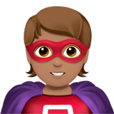 🦸🏽 Super-Héros : Peau Légèrement Mate Emoji par Apple