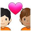 🧑🏻‍❤️‍🧑🏽 Couple with Heart: Person, Person, Light Skin Tone, Medium Skin Tone, Emoji by Samsung