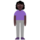🧍🏿‍♀️ Stehende Frau: Dunkle Hautfarbe Emoji von Microsoft