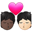 🧑🏿‍❤️‍💋‍🧑🏻 Kiss: Person, Person, Dark Skin Tone, Light Skin Tone, Emoji by Samsung