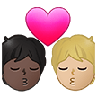 🧑🏿‍❤️‍💋‍🧑🏼 Kiss: Person, Person, Dark Skin Tone, Medium-Light Skin Tone, Emoji by Samsung